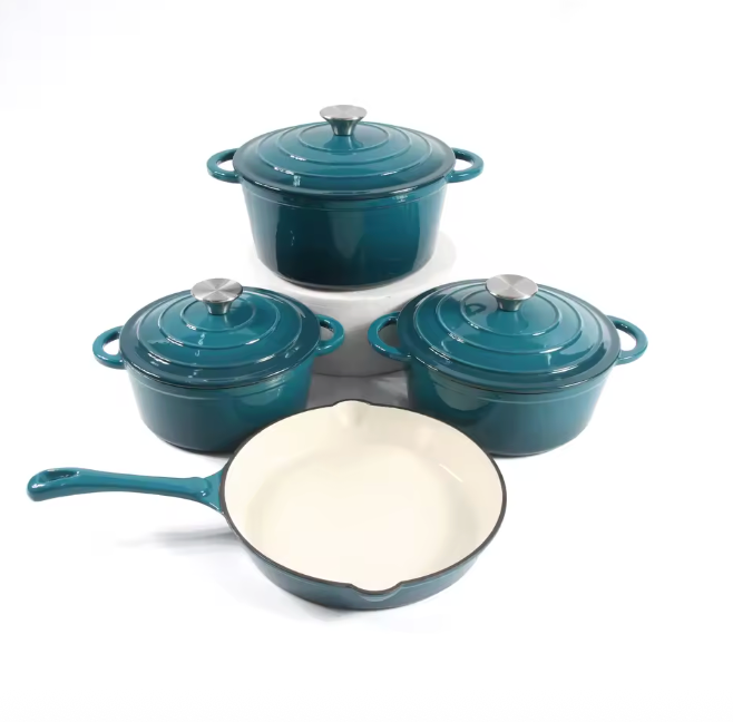 Set de Cocotte y Sartén de Hierro Fundido 4 piezas