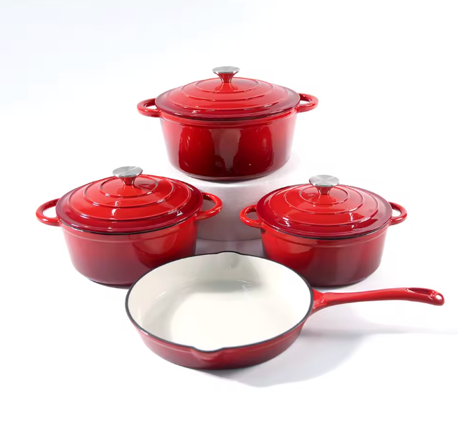 Set de Cocotte y Sartén de Hierro Fundido 4 piezas