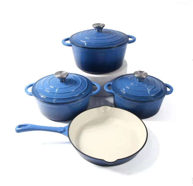 Set de Cocotte y Sartén de Hierro Fundido 4 piezas